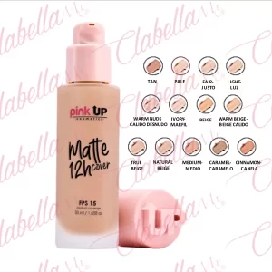 Base de maquillaje PINK UP, líquida mate, FPS 15, cobertura de media duración, para pieles mixtas a grasas, controla el brillo antiestético del rostro 30ml, para rostro, por pieza ESPECIFICAR: