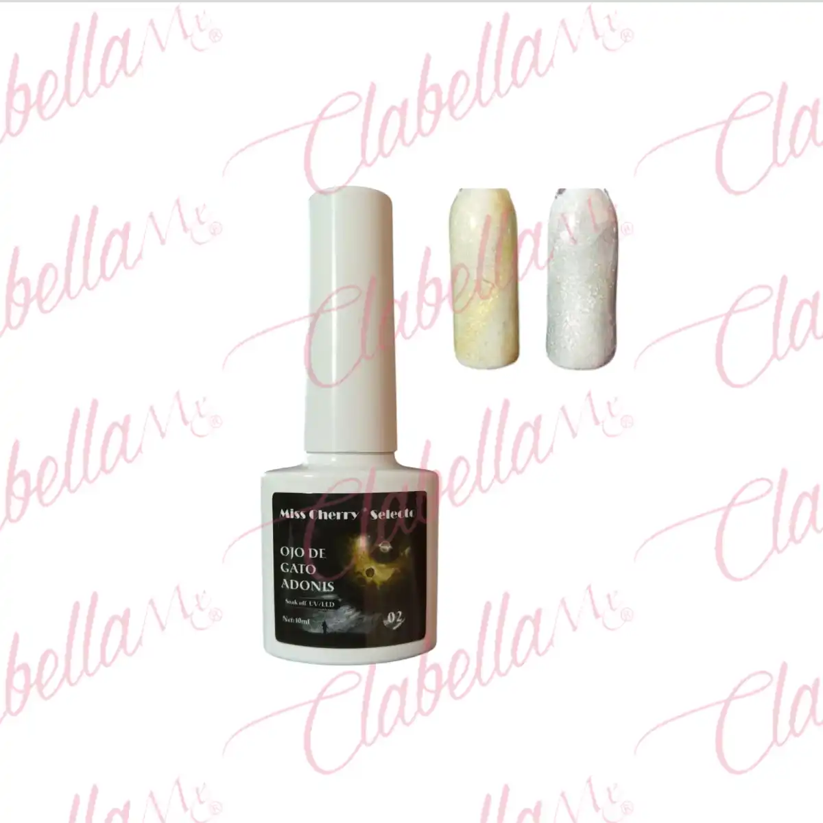 Gel Miss cherry uv/led efecto Ojo de Gato ADONIS (COLOR DORADO Y PLATA) para uñas 10ml por PAR (cambia ligeramente el tono)