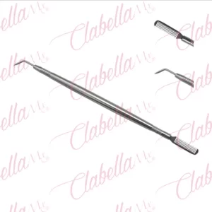 Espatula elevadora con PEINE y gancho de acero inoxidable para levantar, separar peinar pestañas lifting y cejas aprox 16.5cm por pieza