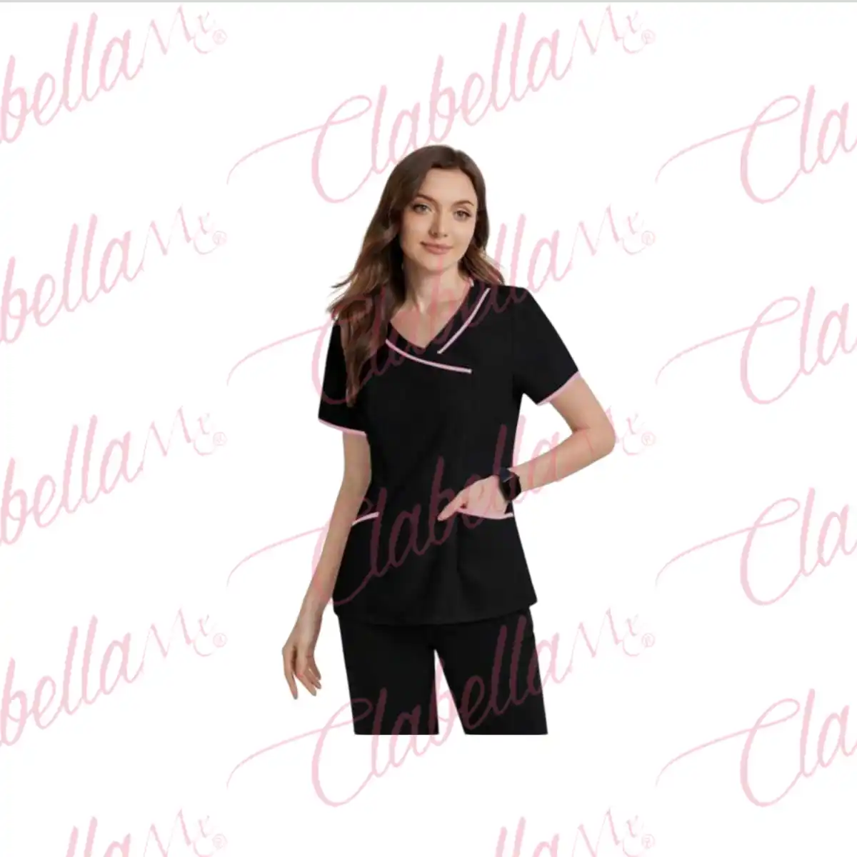 Conjunto de uniforme profesional tipo filipina para dama con blusa de cuello V y pantalon ESPECIFICAR: