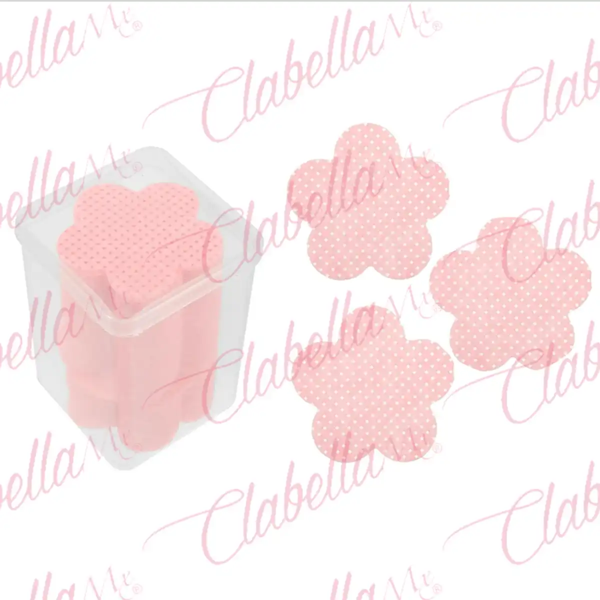 TOALLITAS - toalla - gasa de algodón ROSAS en forma de FLOR multiusos, para limpiar pestañas, cejas, pegamento o residuos en herramientas o uñas, en estuche de 8x5.5cm con 200 piezas aprox de 4.7x4.7cm,