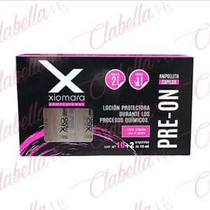 Ampolletas XIOMARA Loción Protectora PRE-ON , protege la estructura interna de la fibra capilar sin interferir con la acción del proceso químico, estuche con 12 piezas de 10ml