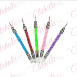 Puntero con pincel de SILICON GRUESO con cristales, para uñas 5 piezas de 13cm por paquete, surtido