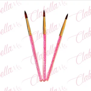 Pincel no kolinsky con glitter en el mango para uñas, 3 piezas con números del 6, 8, 10 por paquete
