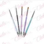 Set de puntero con pincel para ACRILICO, GEL Y LINER no kolinsky de cristales, para uñas 5 piezas de 13cm por paquete, kal