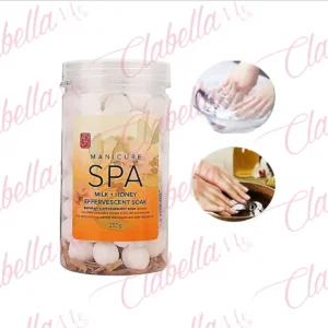 Bomba de sal efervecente de Leche y Miel, espumosa para el remojo y cuidado de manos y uñas, Suaviza la piel y las cutículas duras, hidrata y prepara las manos para la manicura. Limpia impurezas profundas en la piel, 250g por pieza