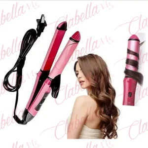 Plancha y rizadora de cabello 2 en 1 con placas de cerámica, diseño ergonómico 127/220V, cable a conexion a pared, surtido, por pieza SIN CAJA